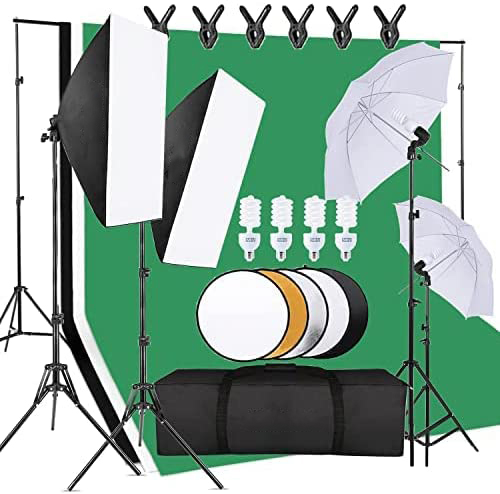Photography Lighting And Backdrop Kits - Conjunto econômico de equipamentos para estúdio